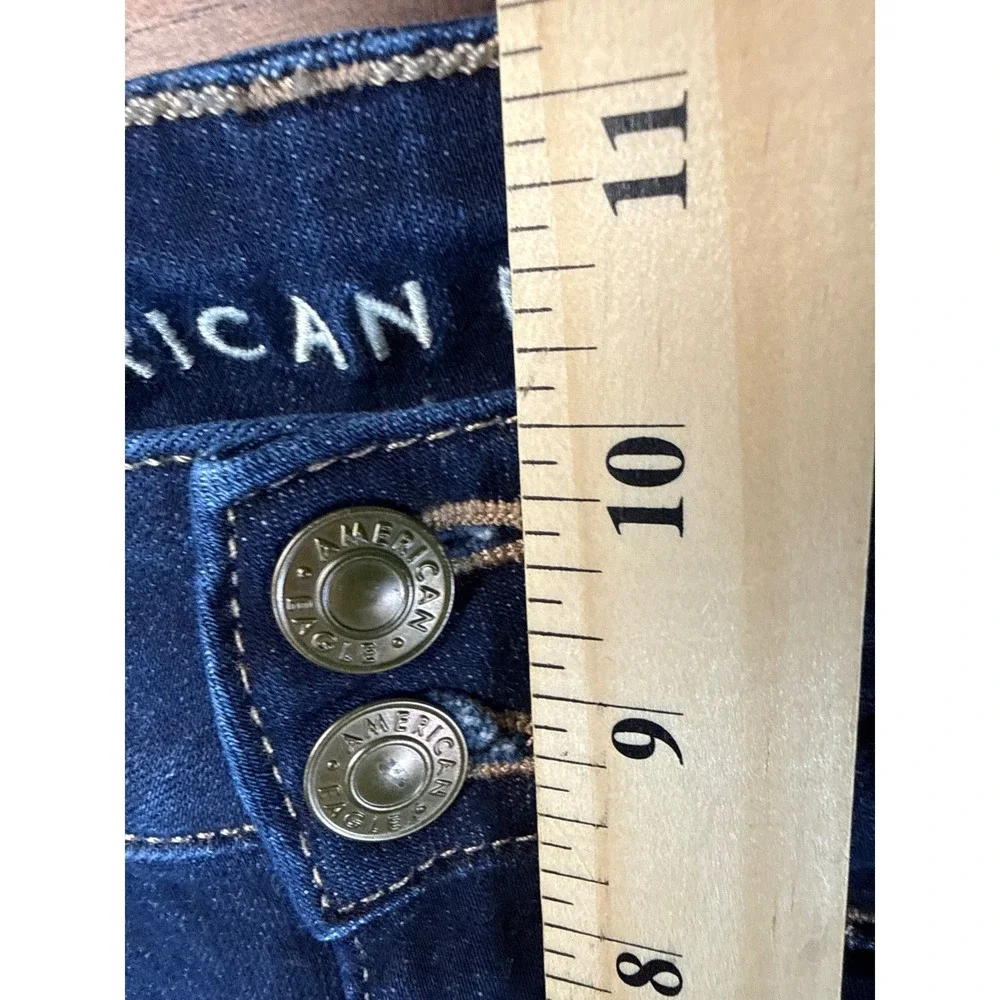 American Eagle Hi-Rise Artist Flare Jeans Dark Wash Double Button‎ Size 4 Short
